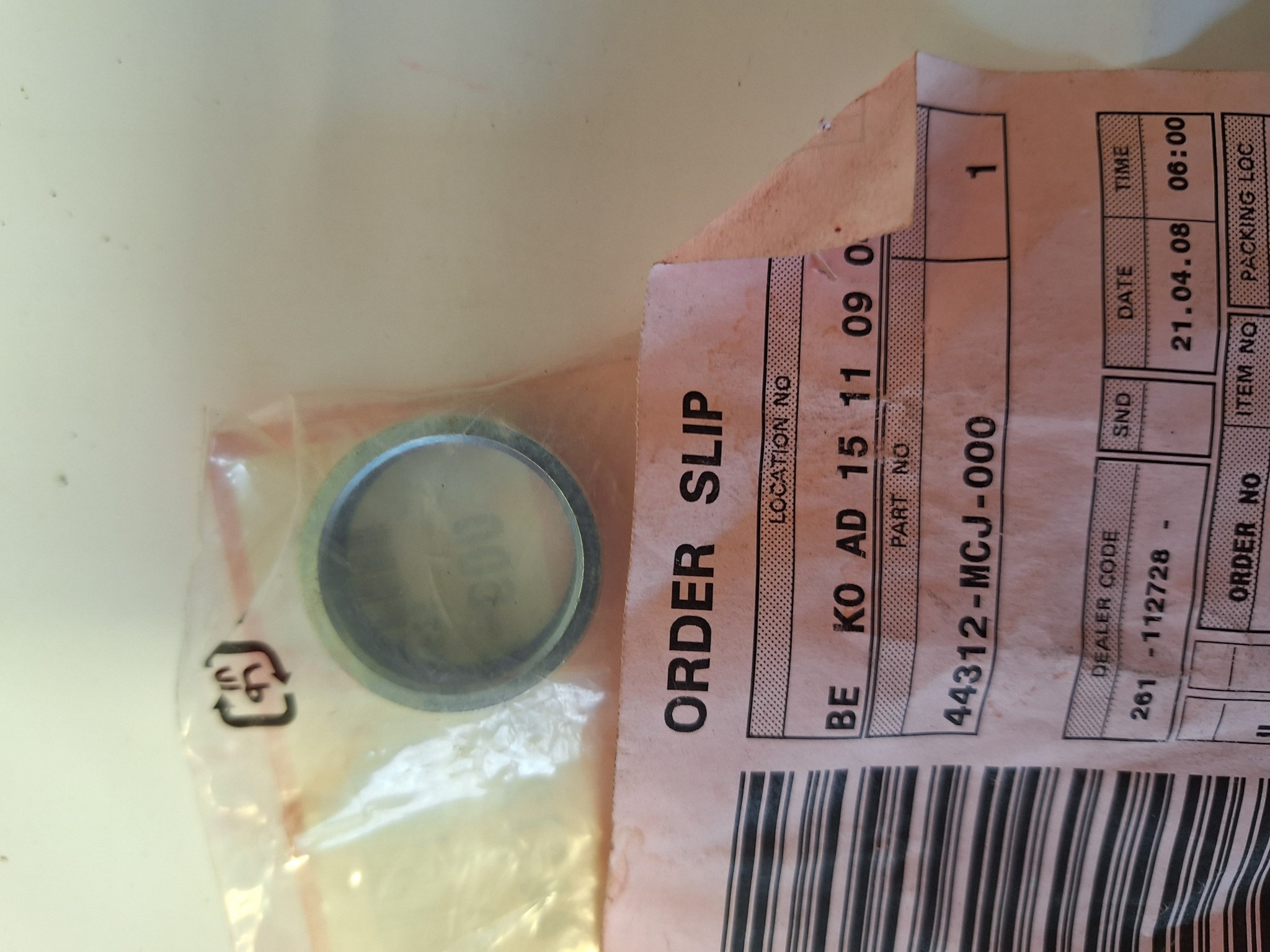 Picture of COLLAR,L FR WHEEL  44312-MCJ-000